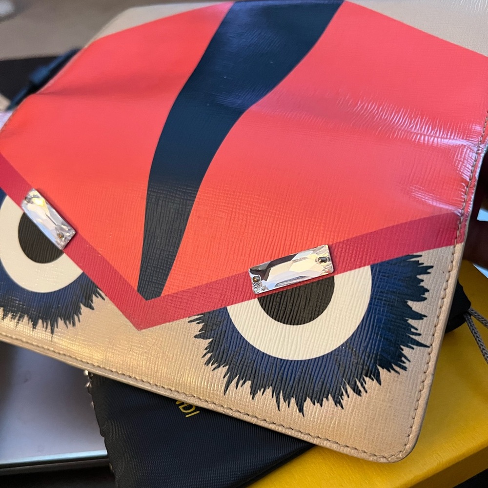 Fendi Monster Continental Multicolor Wallet w/ Crossbody Chain, Box & Dust Bag - Picture 3 of 14